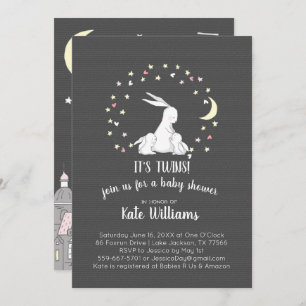 Zwillinge wenig Häschen-Babyparty-Einladung Einladung