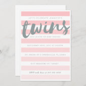 Zwillinge zacken gestreifte Babyparty-Einladung Einladung (Vorne/Hinten)