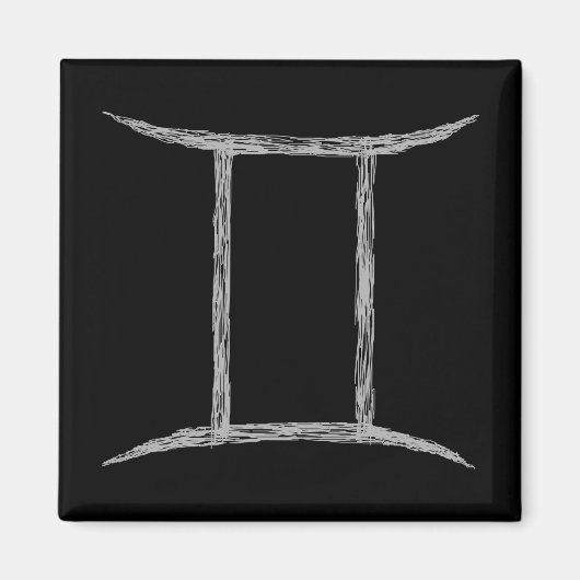 Zwillinge. Zodiac Astrologie Zeichen. Schwarz. Magnet (Vorne)