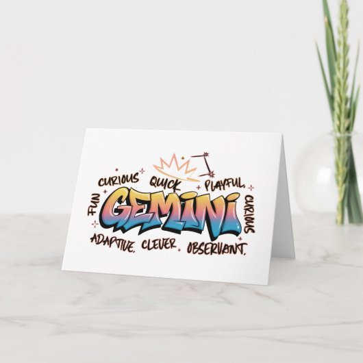 Zwillinge Zodiac Graffiti  Karte (Vorderseite)
