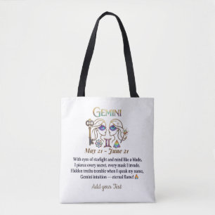 Zwillinge-Zodiac-Kunst-Geburtstagsgeschenk Tasche
