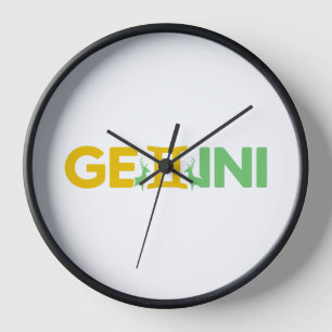 Zwillinge Zodiac Minimalistische Typografie Grün G Uhr