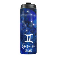 Zwillinge Zodiac Sternbild Blau Galaxie Monogramm