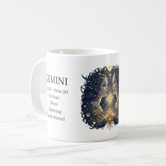 Zwillinge Zodiac Sternenkunst & individuelle Eigen Kaffeetasse (Vorderseite Links)