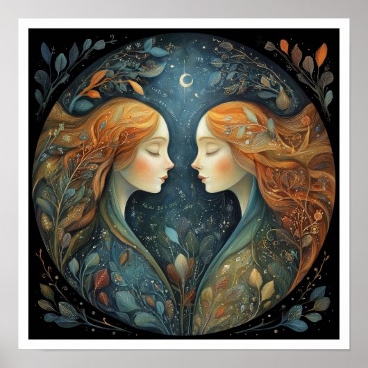 Zwillinge Zodiac Sternzeichen Astrologie Himmels- Poster (Vorne)