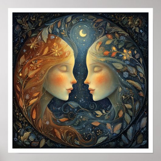 Zwillinge Zodiac Sternzeichen Astrologie Himmlisch Poster (Vorne)