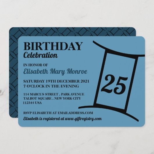 Zwillinge, Zodiac-Sternzeichen, Geburtstag Einladung (Vorne/Hinten)