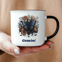 Zwillinge Zodiac Vintage Kunst mit dunkelblauem Te