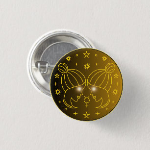 Zwillinge-Zodiak-Emblem Minimales Himmelssymbol Button