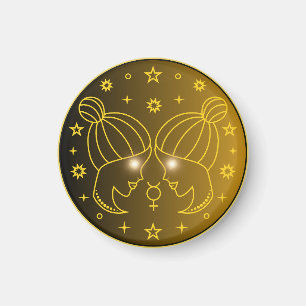 Zwillinge-Zodiak-Emblem Minimales Himmelssymbol Magnet
