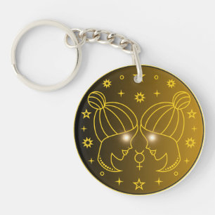 Zwillinge-Zodiak-Emblem Minimales Himmelssymbol Schlüsselanhänger