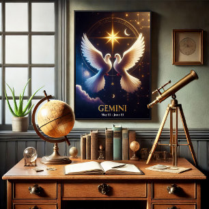 Zwillinge-Zodiak-Tauben in Harmonie Poster