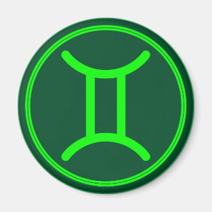 Zwillinge-Zodiaksymbol grüner Kontrast Magnet