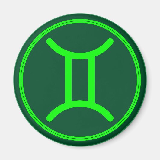 Zwillinge-Zodiaksymbol grüner Kontrast Magnet (Vorne)