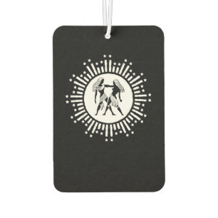 Zwillinge-Zodiaksymbol mit Sternen Schwarz und Wei Autolufterfrischer