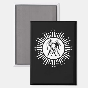Zwillinge-Zodiaksymbol mit Sternen Schwarz und Wei Magnet