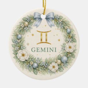 Zwillinge-Zodiakus-Weihnachtsbaumschmuck – Winterf Keramik Ornament