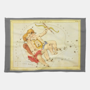 Zwillinge Zwillinge Vintage Konstellation Urania's Geschirrtuch