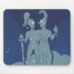 Zwillinge Zwillings-Konstellation Vintage Tierkrei Mousepad