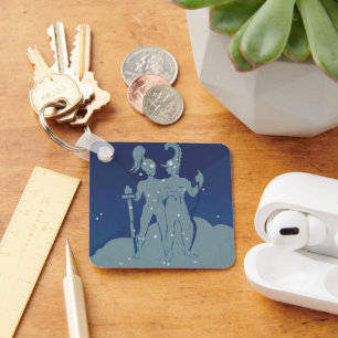 Zwillinge Zwillingssternbild Vintage Tierkreis Ast Schlüsselanhänger