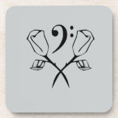 Zwillingliche Rose mit Bass Clef Getränkeuntersetzer (Vorderseite)
