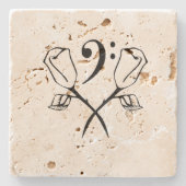 Zwillingliche Rose mit Bass Clef Steinuntersetzer (Vorderseite)