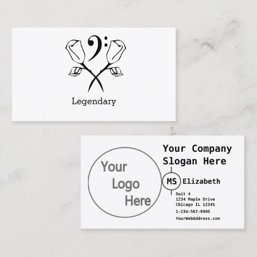 Zwillingliche Rose mit Bass Clef Visitenkarte (Vorne/Hinten)