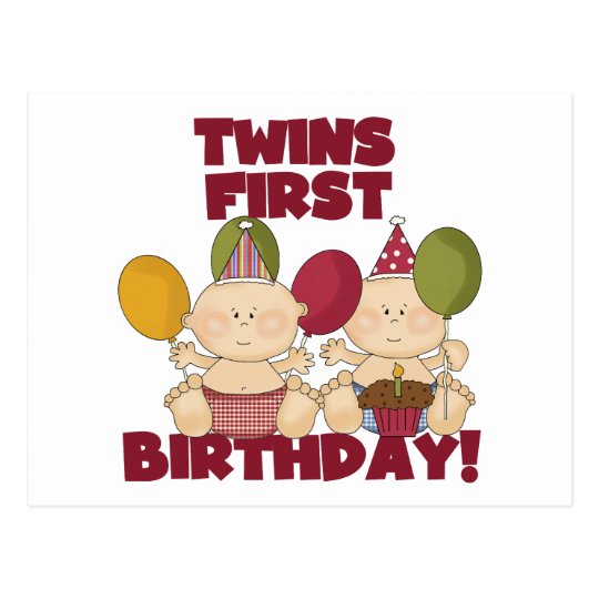 Zwillings1. Geburtstag JungenT Shirts und Postkarte Zazzle.de