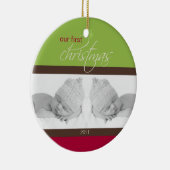 Zwillings-1. Weihnachtsbrauch-Verzierung (Grün) Keramik Ornament (Rechts)