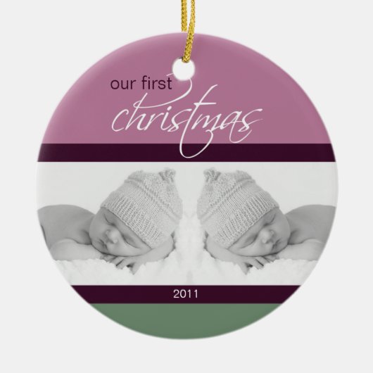 Zwillings-1. Weihnachtsbrauch-Verzierung (Pflaume) Keramikornament (Vorne)