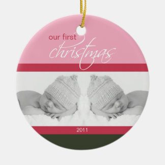 Zwillings-1. Weihnachtsbrauch-Verzierung (Rosa) Keramikornament