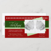 Zwillings-1. Weihnachtsfeiertags-Fotokarte (rot) Feiertagskarte (Vorne/Hinten)