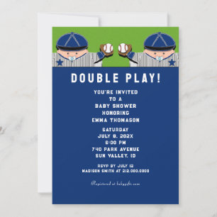 Zwillings-Baby-Baseball-Party Einladung