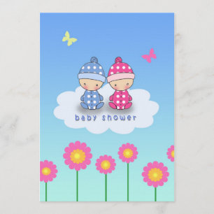 Zwillings-Baby-Einladung zur Babyparty Einladung