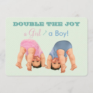 Zwillings-Baby-Party für Jungen und Mädchen Einladung