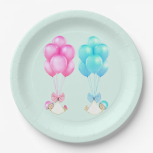 Zwillings-Baby-Party Junge und Mädchen Pappteller