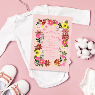 Zwillings-Baby-Party Süße Häschen Mädchen Einladung