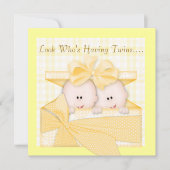 ZWILLINGS-BABYPARTY-EINLADUNGS-GELB EINLADUNG (Vorderseite)