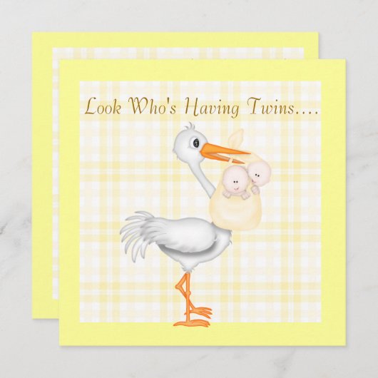 ZWILLINGS-BABYPARTY-EINLADUNGS-PERSON-GESCHLECHTER EINLADUNG (Vorne/Hinten)