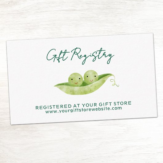Zwillings-Babyshower-Geschenkregistry Begleitkarte