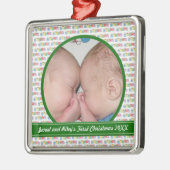 Zwillings-Block-erste Weihnachtsverzierung Ornament Aus Metall (Links)