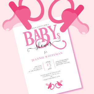 Zwillings-Einladungen zur Babyparty mit rosa Schnu Einladung