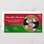 Zwillings-erste Weihnachtskarte Feiertagskarte (Vorne/Hinten)