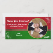 Zwillings-erste Weihnachtskarte Feiertagskarte (Vorderseite)