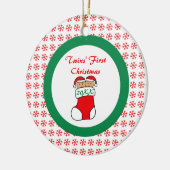 Zwillings-erste WeihnachtsStrumpf-Verzierung Keramik Ornament (Links)