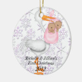 Zwillings-erste Weihnachtsverzierung Keramik Ornament (Links)