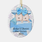 Zwillings-erste Weihnachtsverzierung Keramik Ornament (Rechts)