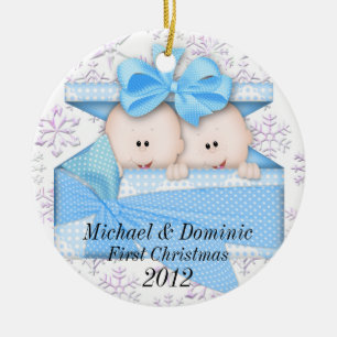 Zwillings-erste Weihnachtsverzierung Keramik Ornament