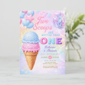 Zwillings-Glitter-Pastell-Regenbogen-Eis-Geburtsta Einladung (Stehend Vorderseite)