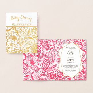 Zwillings-Goldfolien-Blumen-Baby-Shower-Segen Zwil Folienkarte